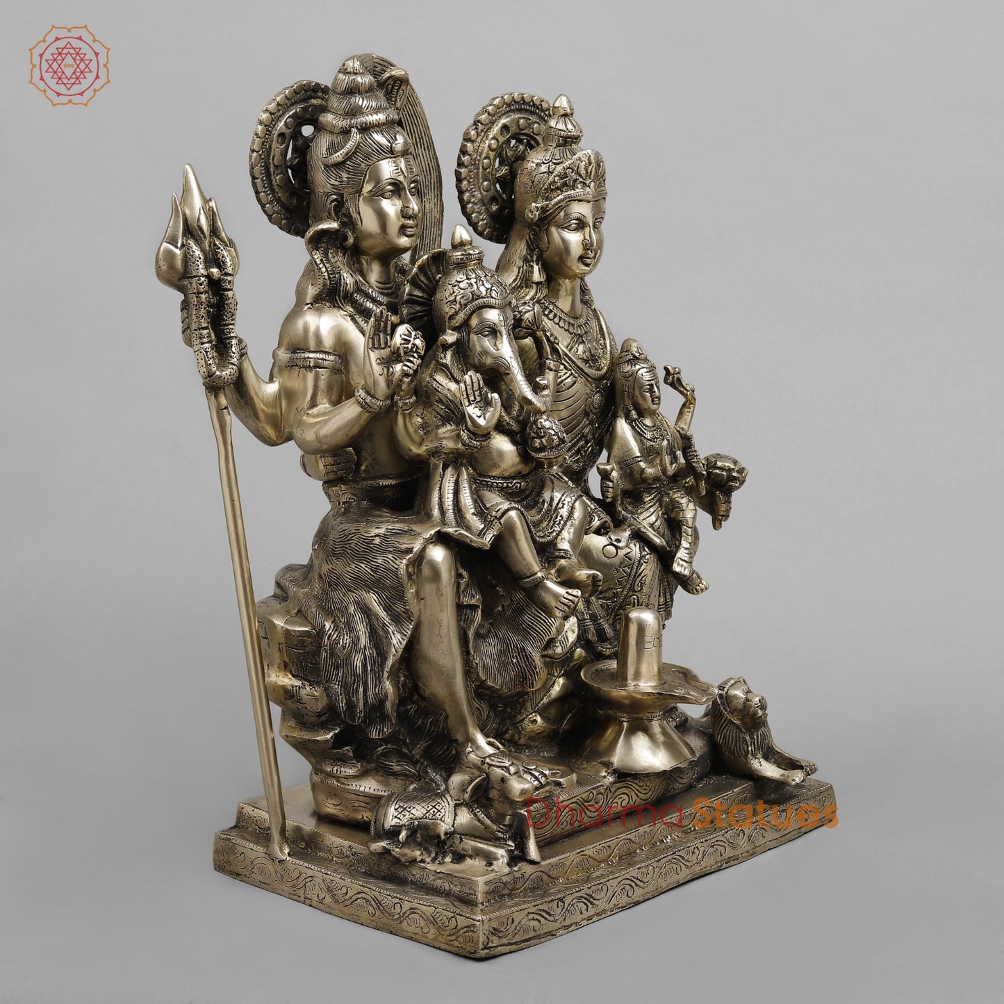 Brass Shiva Family seated, Fine smooth Finish 17”
