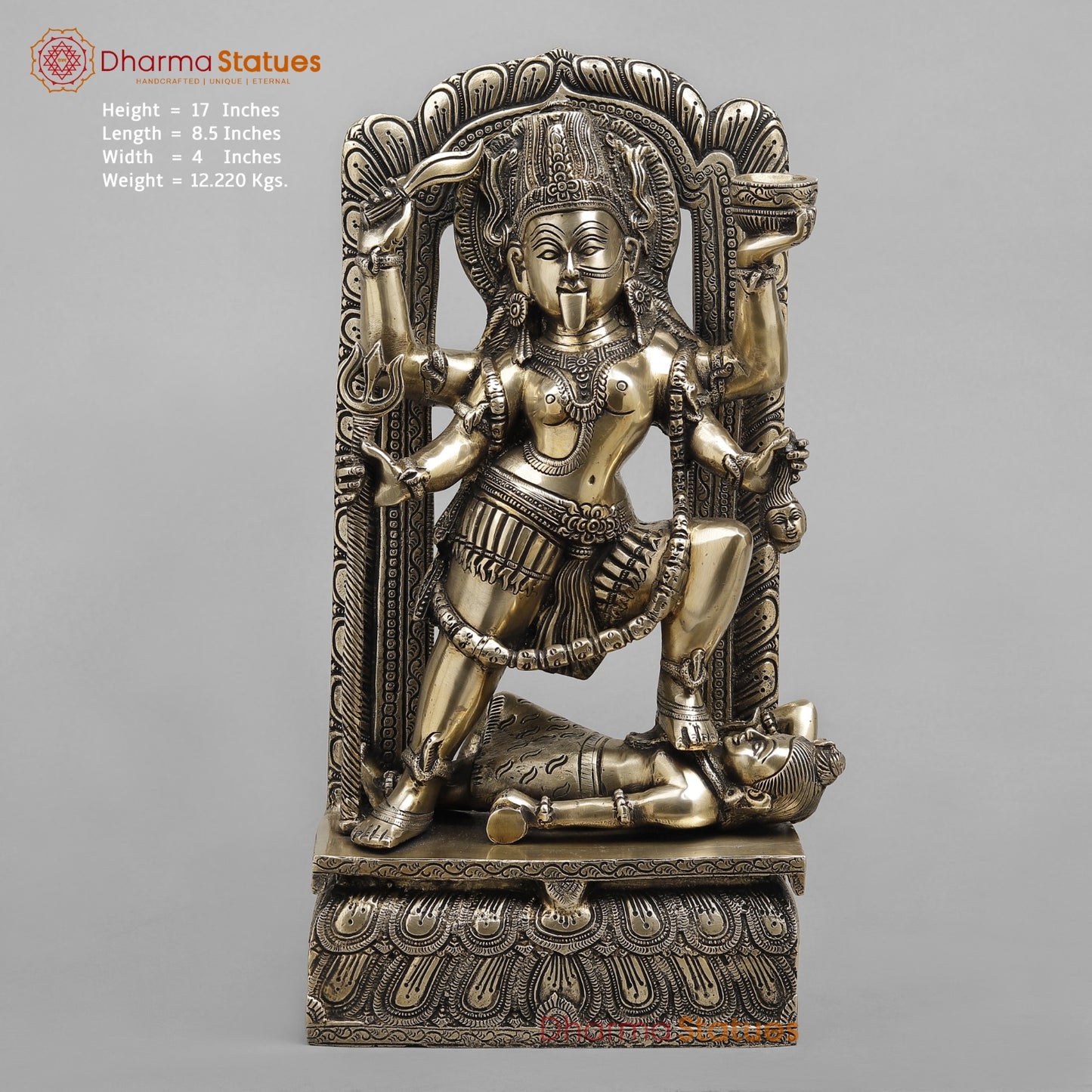 Brass Kaali with Frame fine , Smooth finish 17”