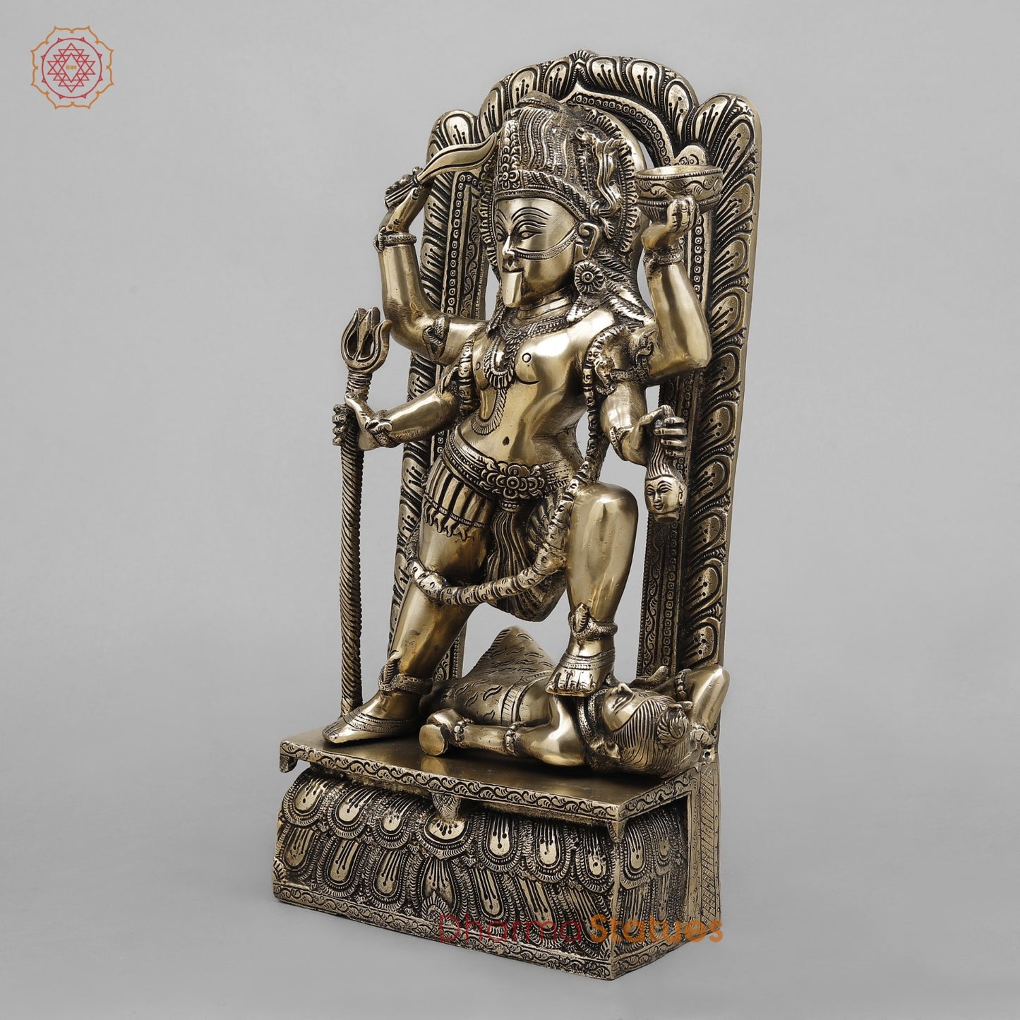 Brass Kaali with Frame fine , Smooth finish 17”