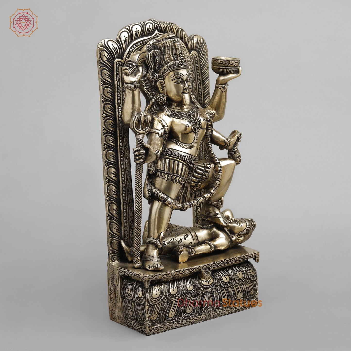 Brass Kaali with Frame fine , Smooth finish 17”