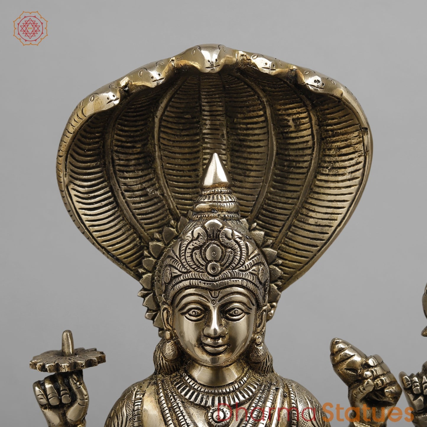 Brass Vishnu and Lakshmi Standing Fine, Smooth finish 17”