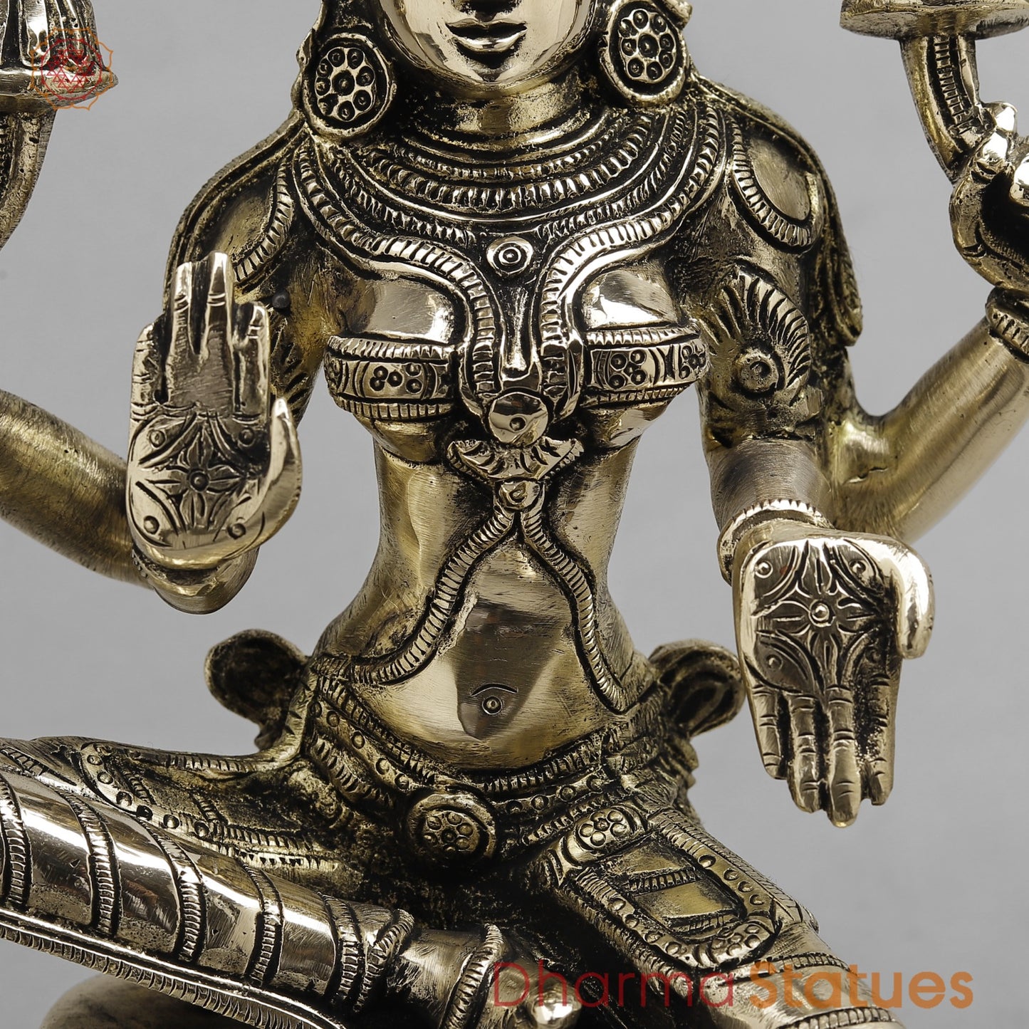 Brass Lakshmi seated Fine, Smooth finish 12”