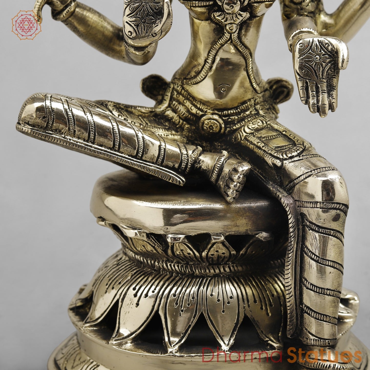 Brass Lakshmi seated Fine, Smooth finish 12”