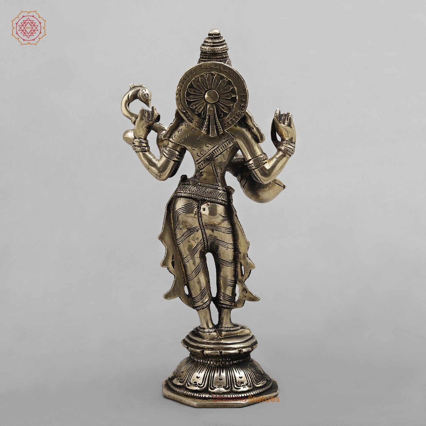 Brass Saraswati standing, Smooth finish 10”