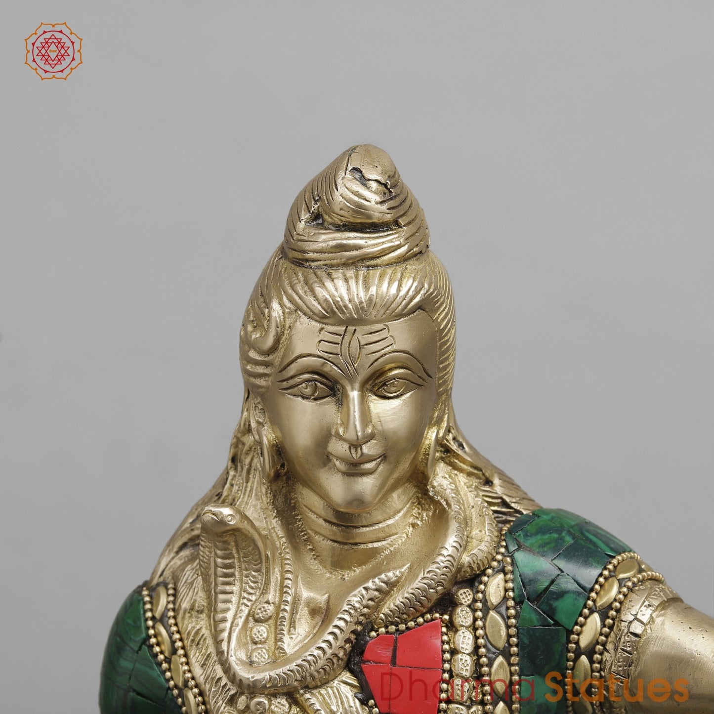 Brass Shiva standing, Fine Stone work 19.5”
