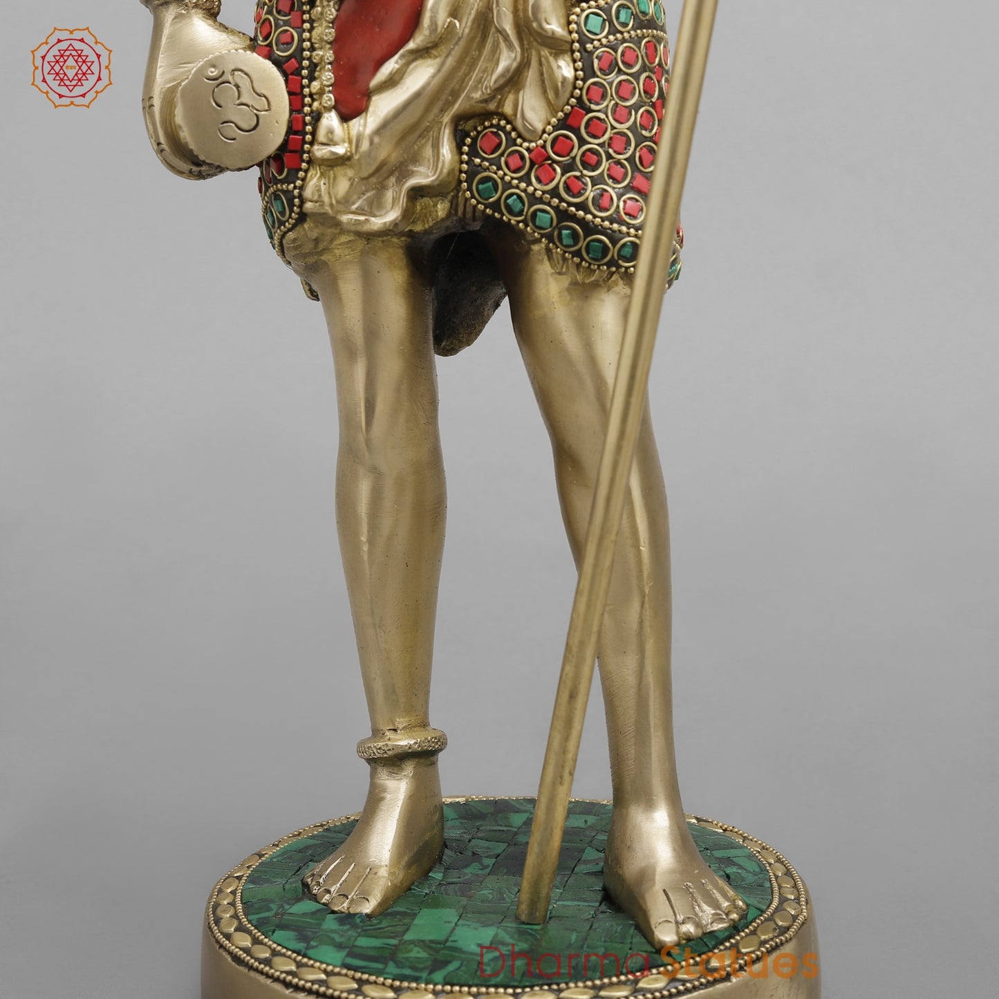 Brass Shiva standing, Fine Stone work 19.5”