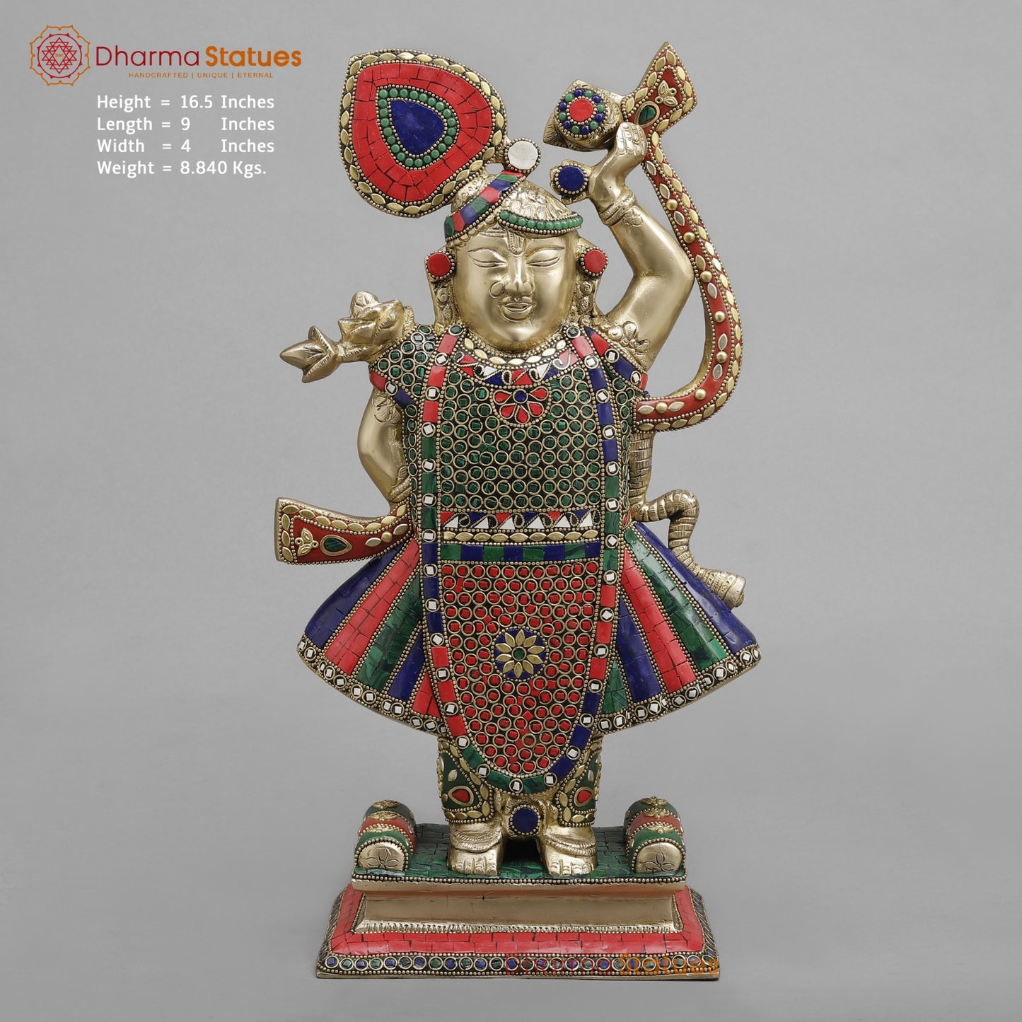 Brass Srinath ji Fine, Stone work 16.5”