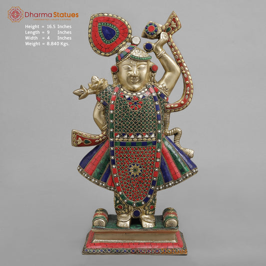 Brass Srinath ji Fine, Stone work 16.5”