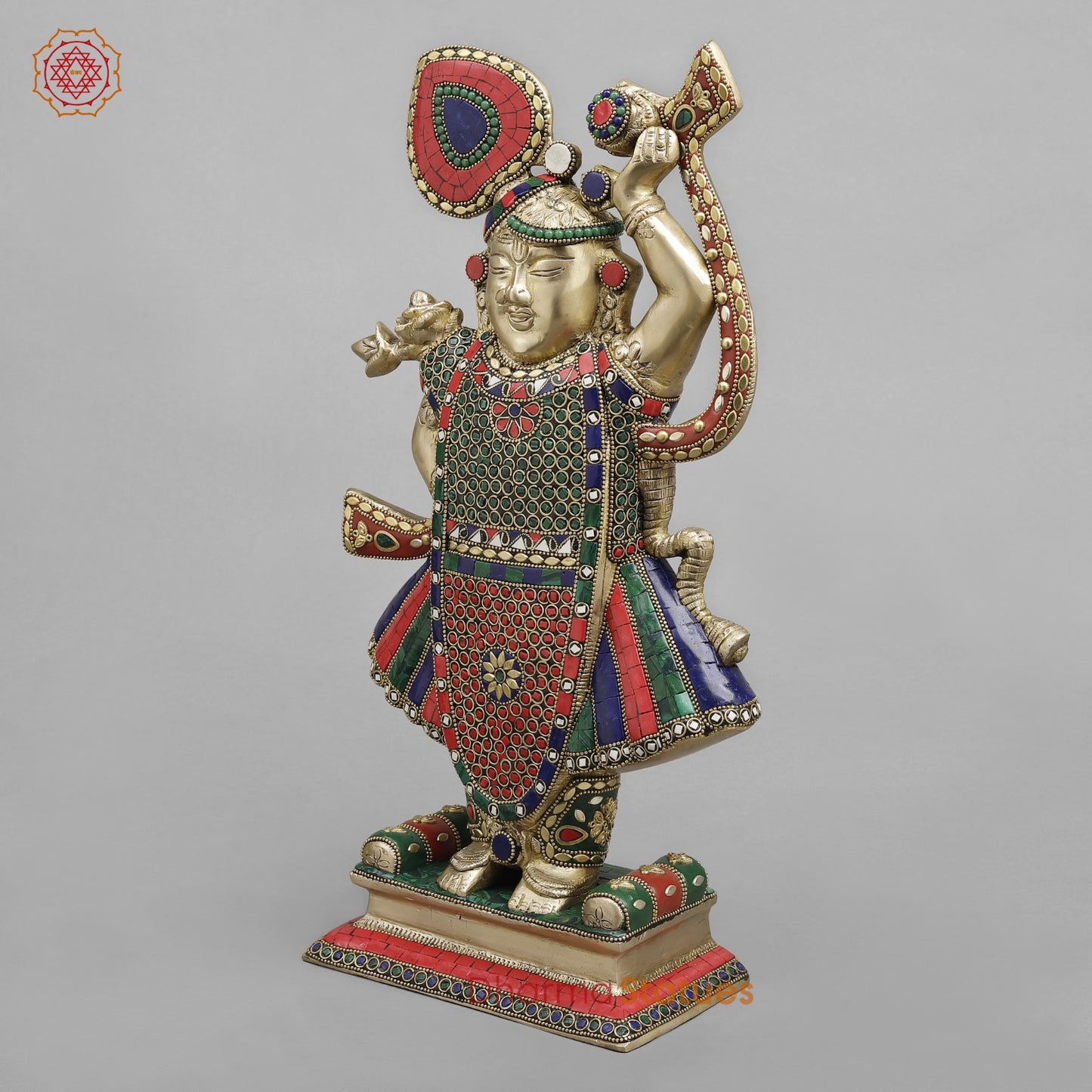 Brass Srinath ji Fine, Stone work 16.5”