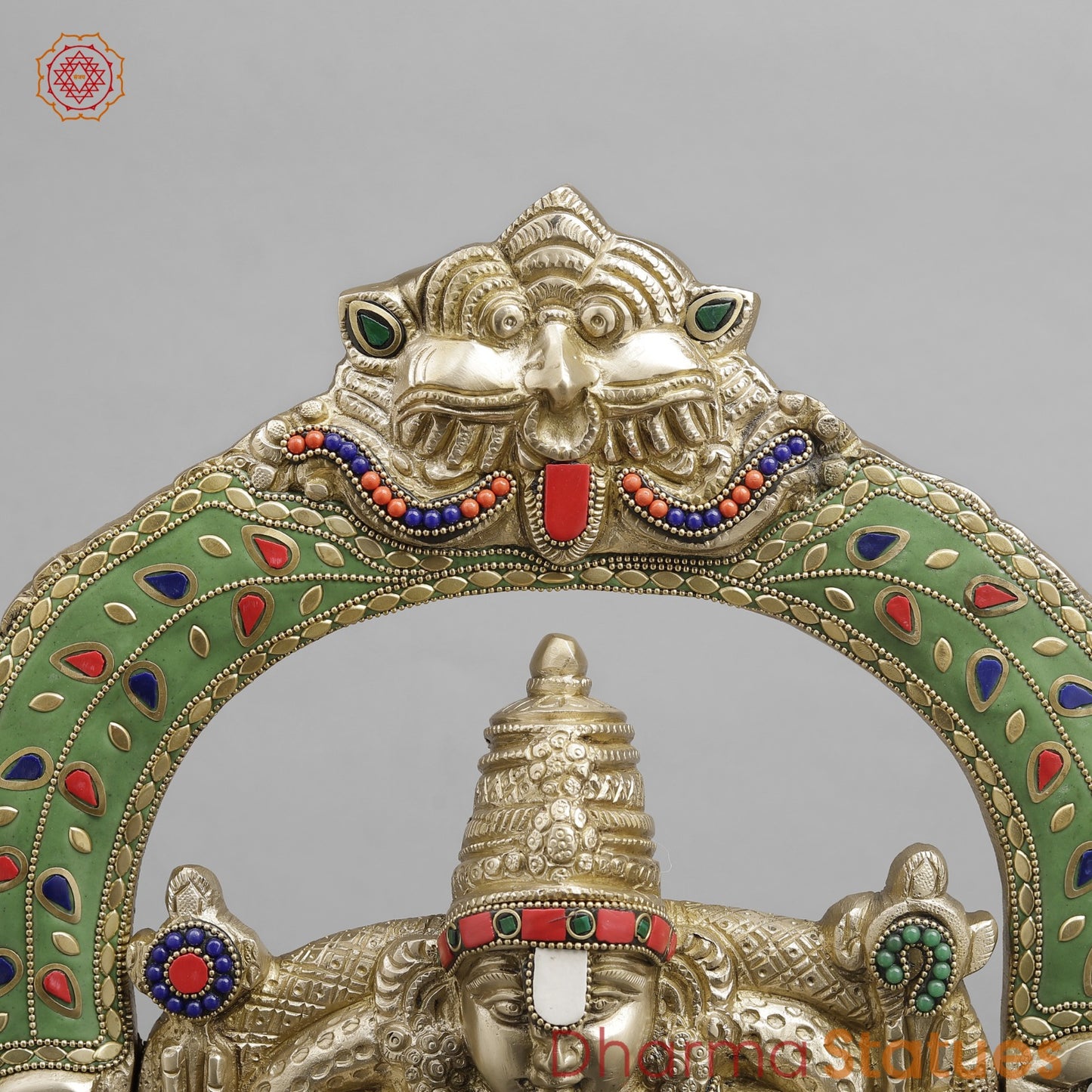 Brass Tirupati Balaji wall Hanging Plate, Fine stone work 20”