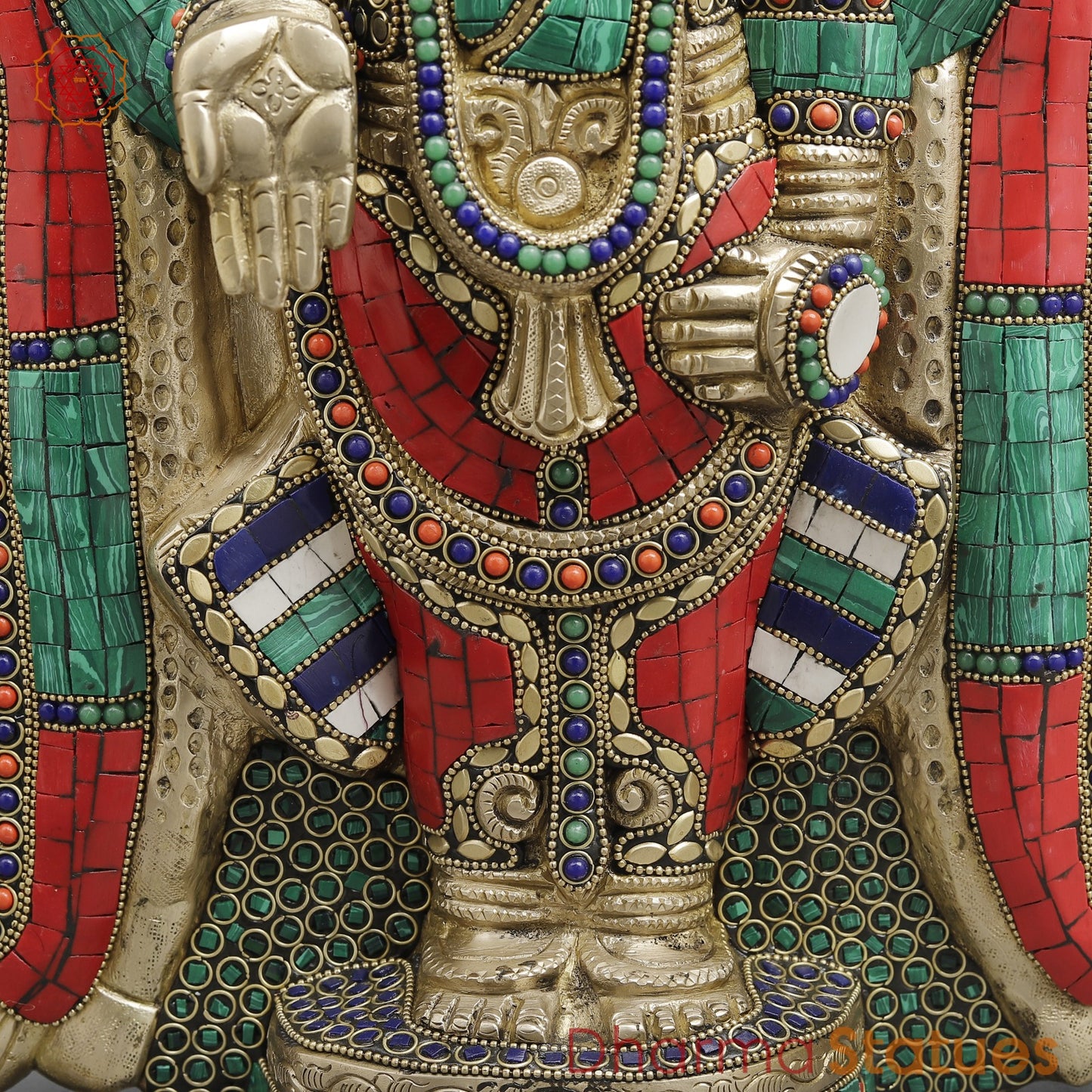 Brass Tirupati Balaji wall Hanging Plate, Fine stone work 20”