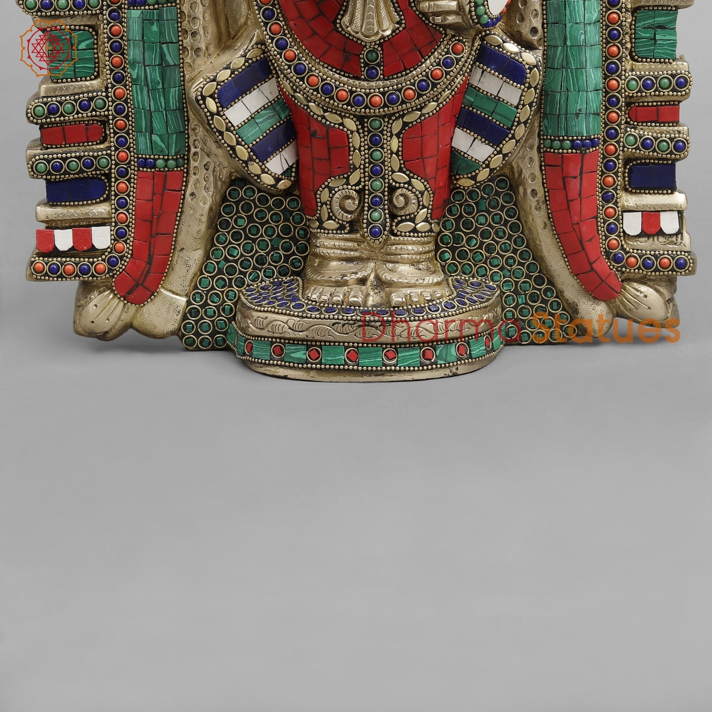 Brass Tirupati Balaji wall Hanging Plate, Fine stone work 20”