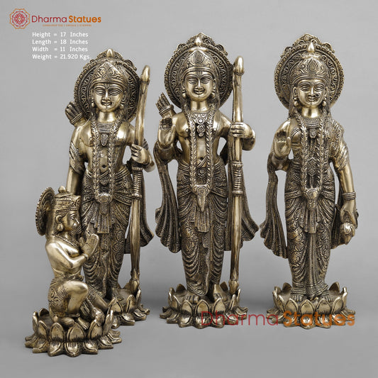 Brass Ram Darbar on Lotus Base, Fine smooth Finish 17”