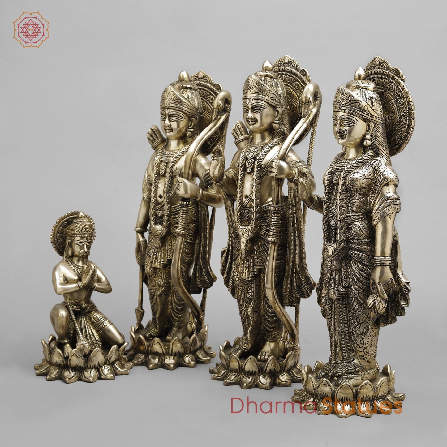 Brass Ram Darbar on Lotus Base, Fine smooth Finish 17”