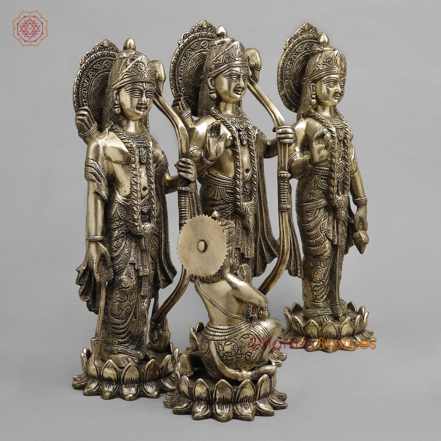 Brass Ram Darbar on Lotus Base, Fine smooth Finish 17”