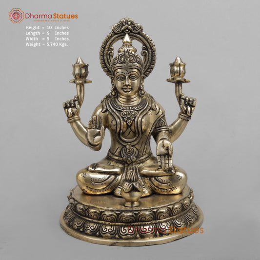 Brass Laxmi Seated Fine, Smooth finish 10”