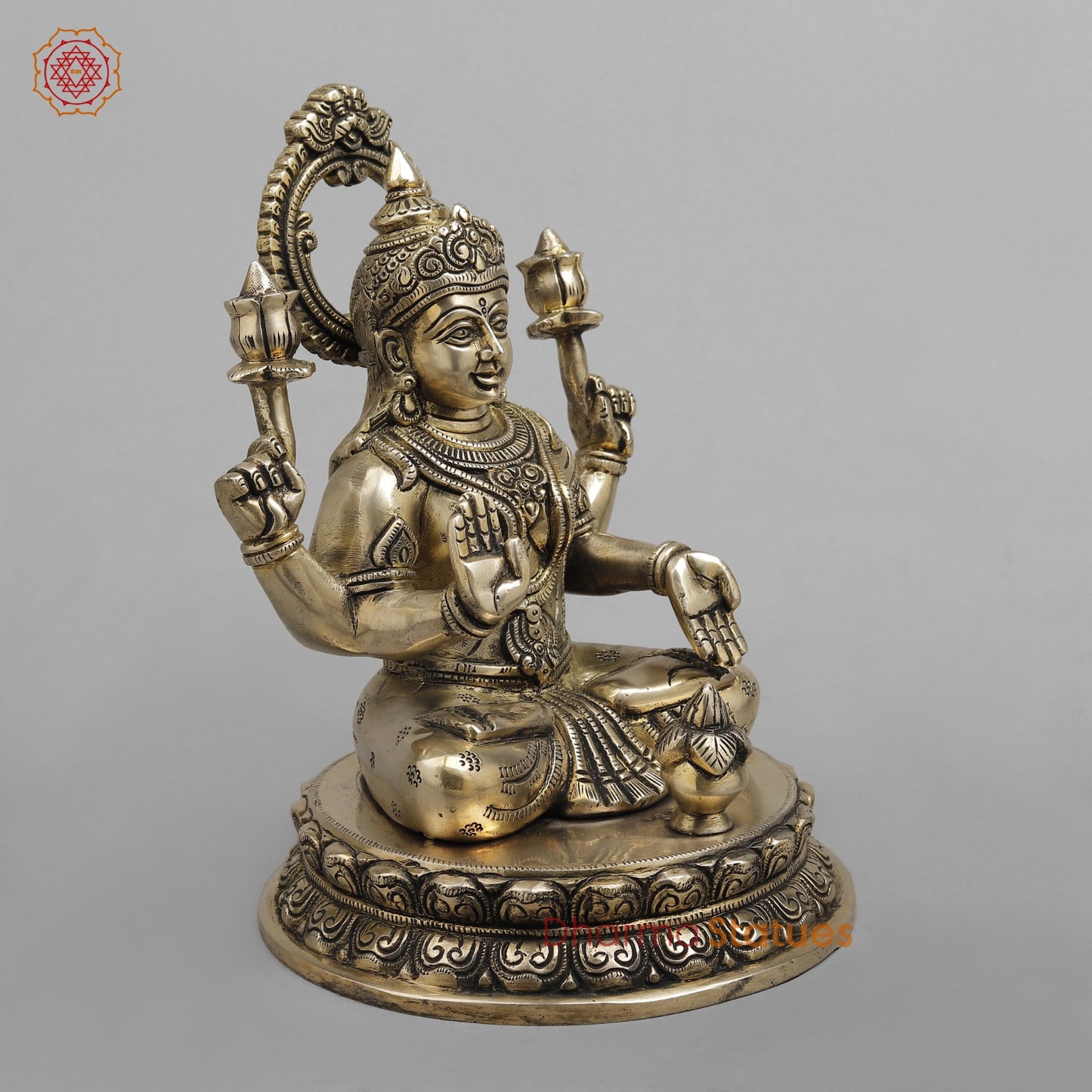 Brass Laxmi Seated Fine, Smooth finish 10”