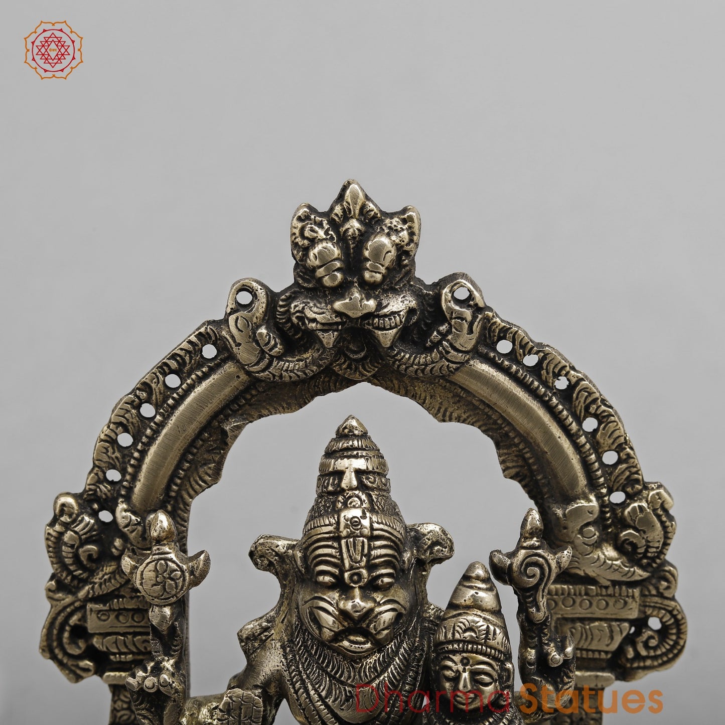 Brass Narsingh Lakshmi Frame Fine, Smooth finish 8”