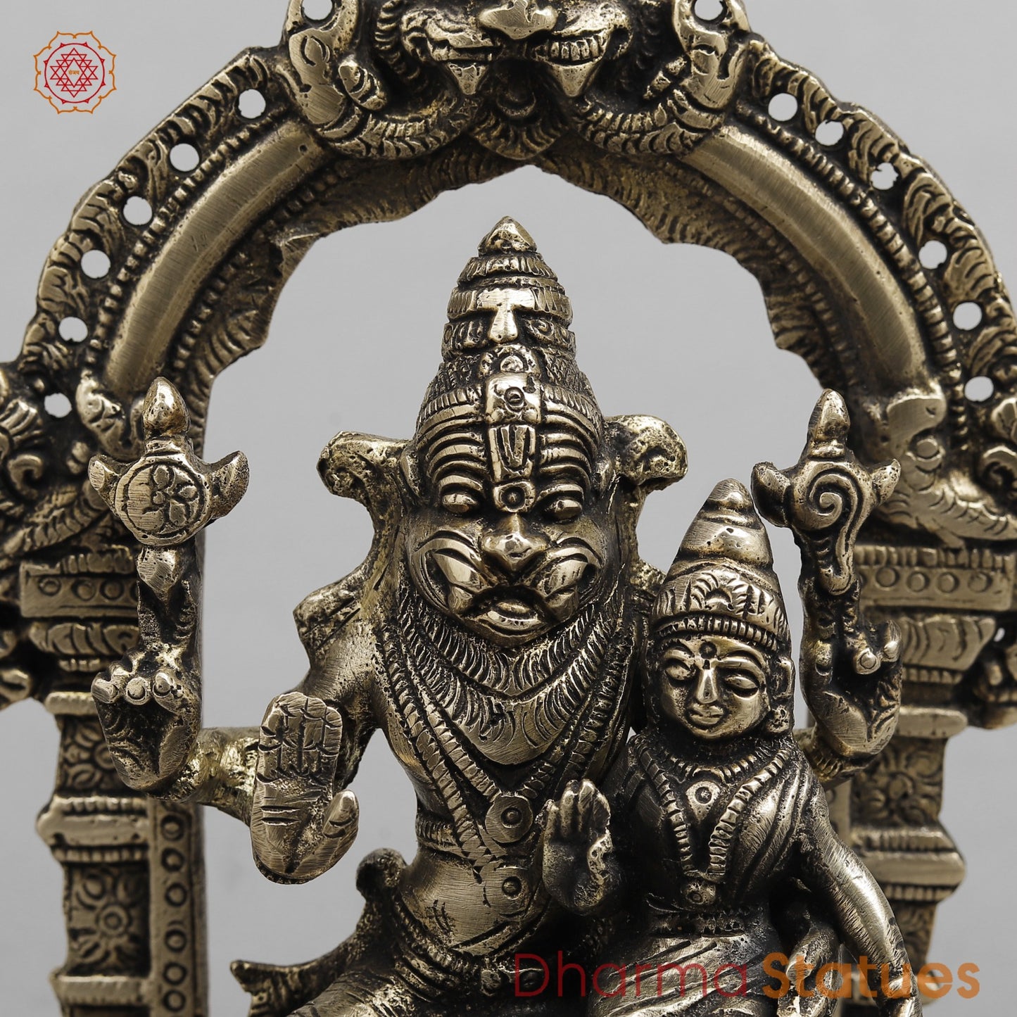 Brass Narsingh Lakshmi Frame Fine, Smooth finish 8”