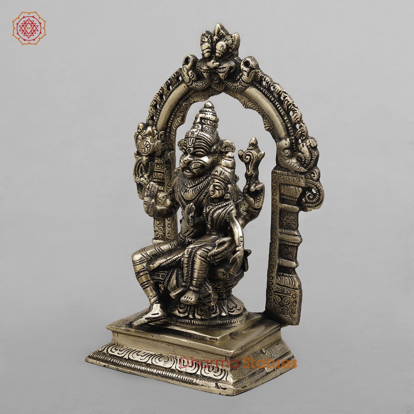 Brass Narsingh Lakshmi Frame Fine, Smooth finish 8”