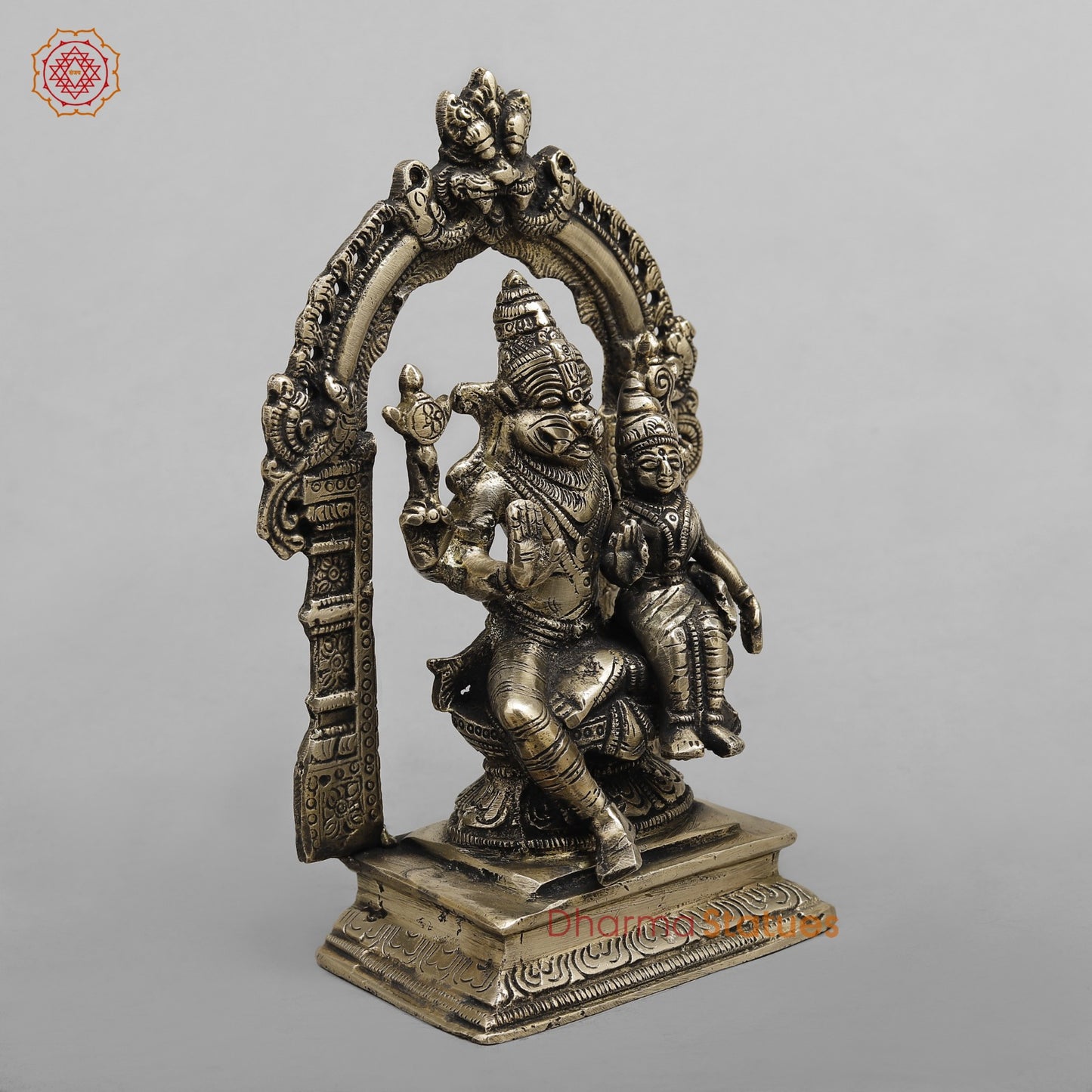 Brass Narsingh Lakshmi Frame Fine, Smooth finish 8”