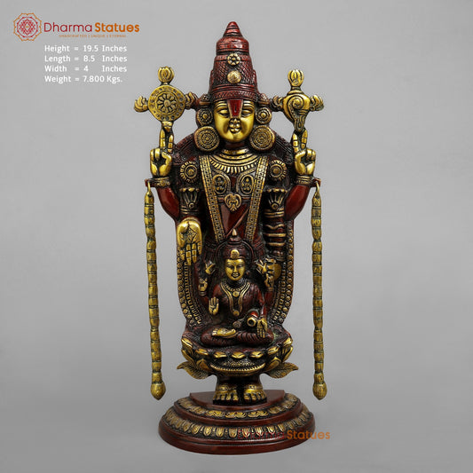 Brass Balaji Standing Fine with Lakshmi 19.5, Rich Copper finish