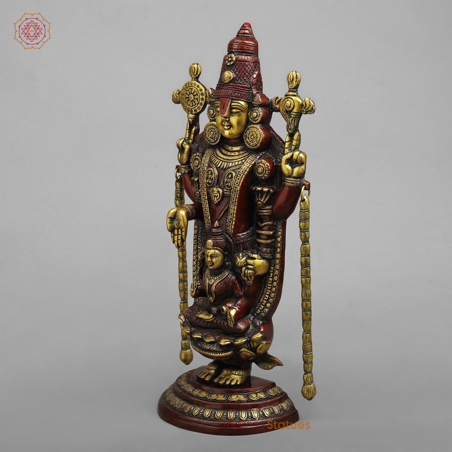 Brass Balaji Standing Fine with Lakshmi 19.5, Rich Copper finish