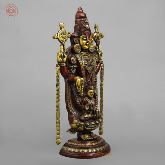 Brass Balaji Standing Fine with Lakshmi 19.5, Rich Copper finish