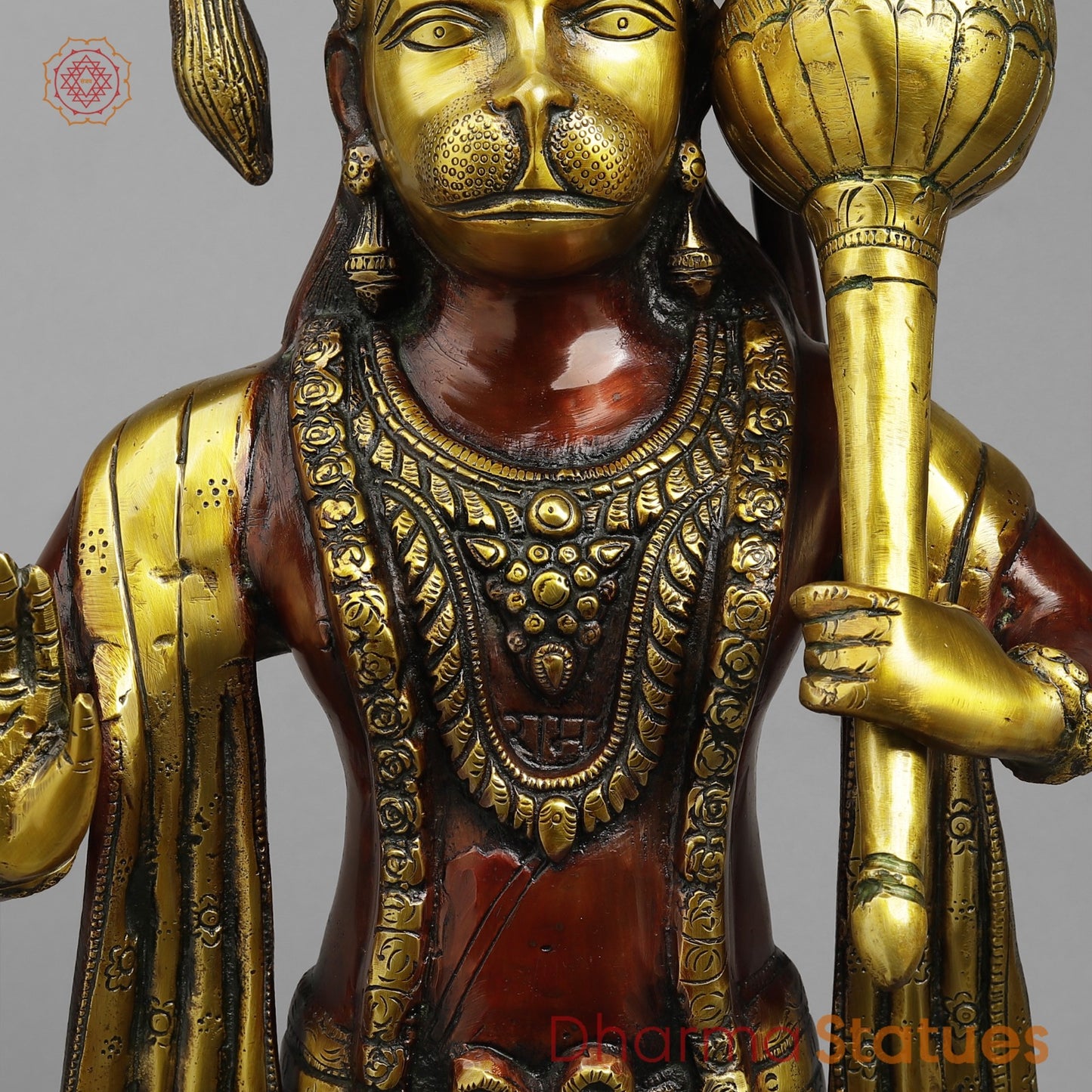 Brass Hanuman Standing Fine , Rich copper Finish 25.5”