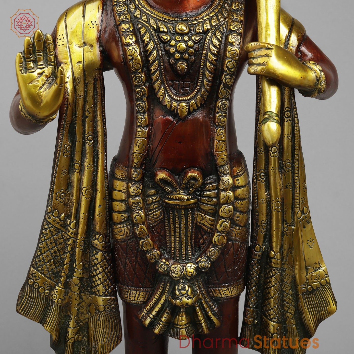 Brass Hanuman Standing Fine , Rich copper Finish 25.5”