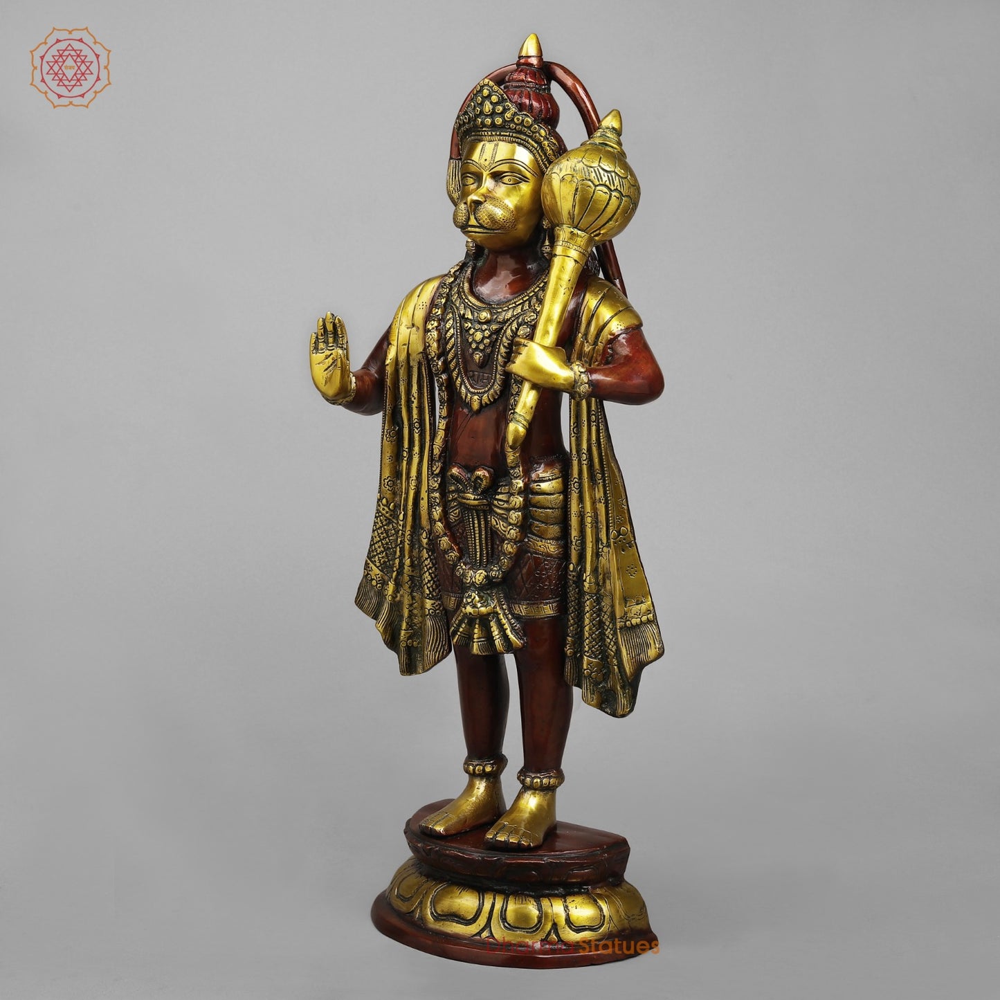 Brass Hanuman Standing Fine , Rich copper Finish 25.5”