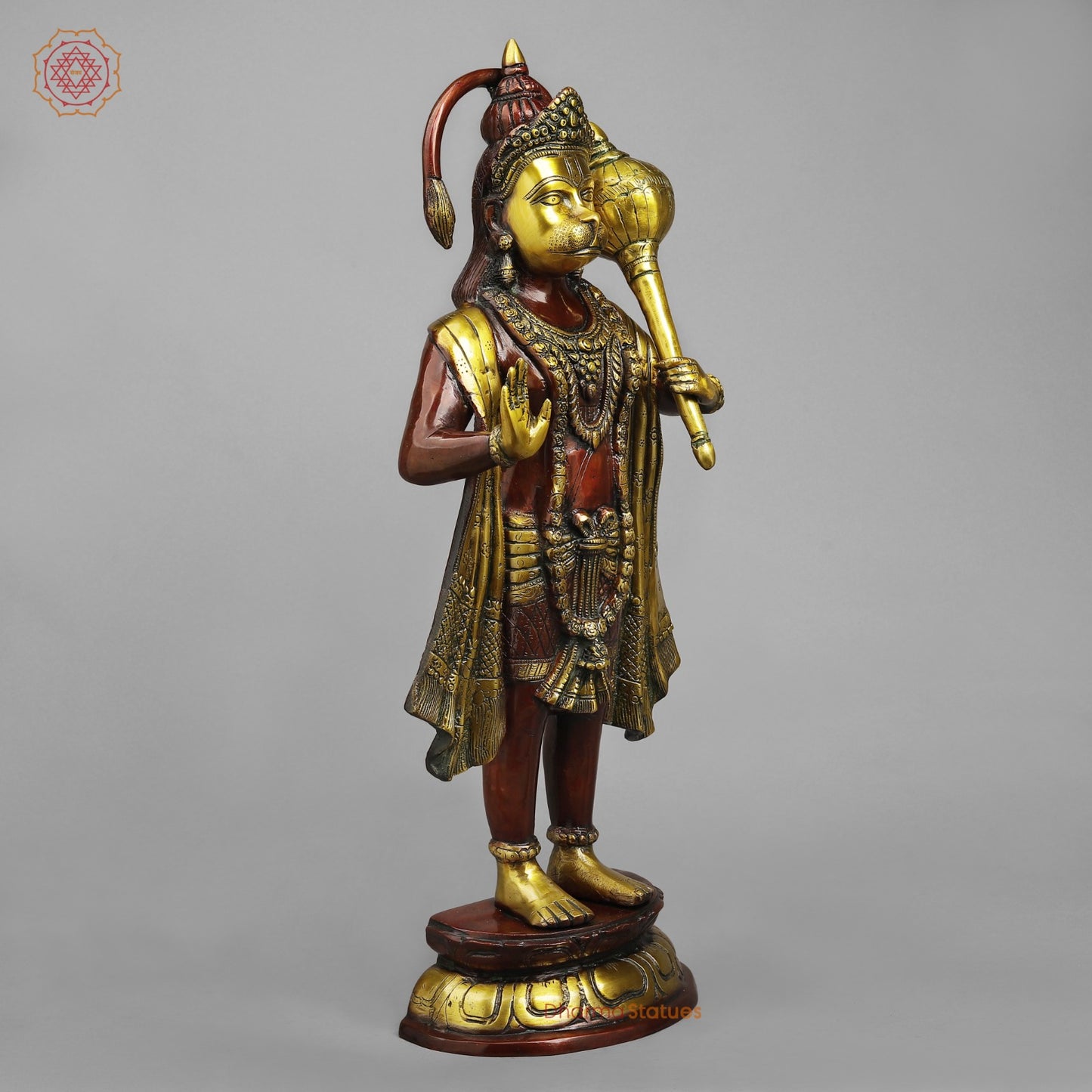 Brass Hanuman Standing Fine , Rich copper Finish 25.5”