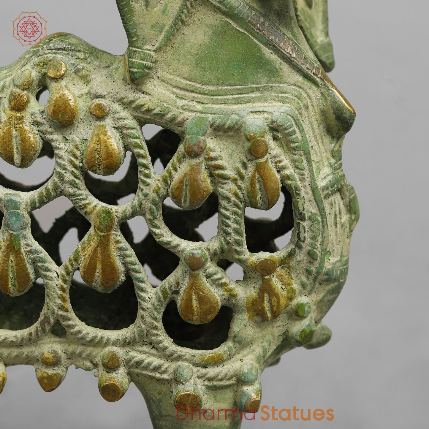 Brass Bastar Design Nandi Standing, Leaf Green Patina 8.5”