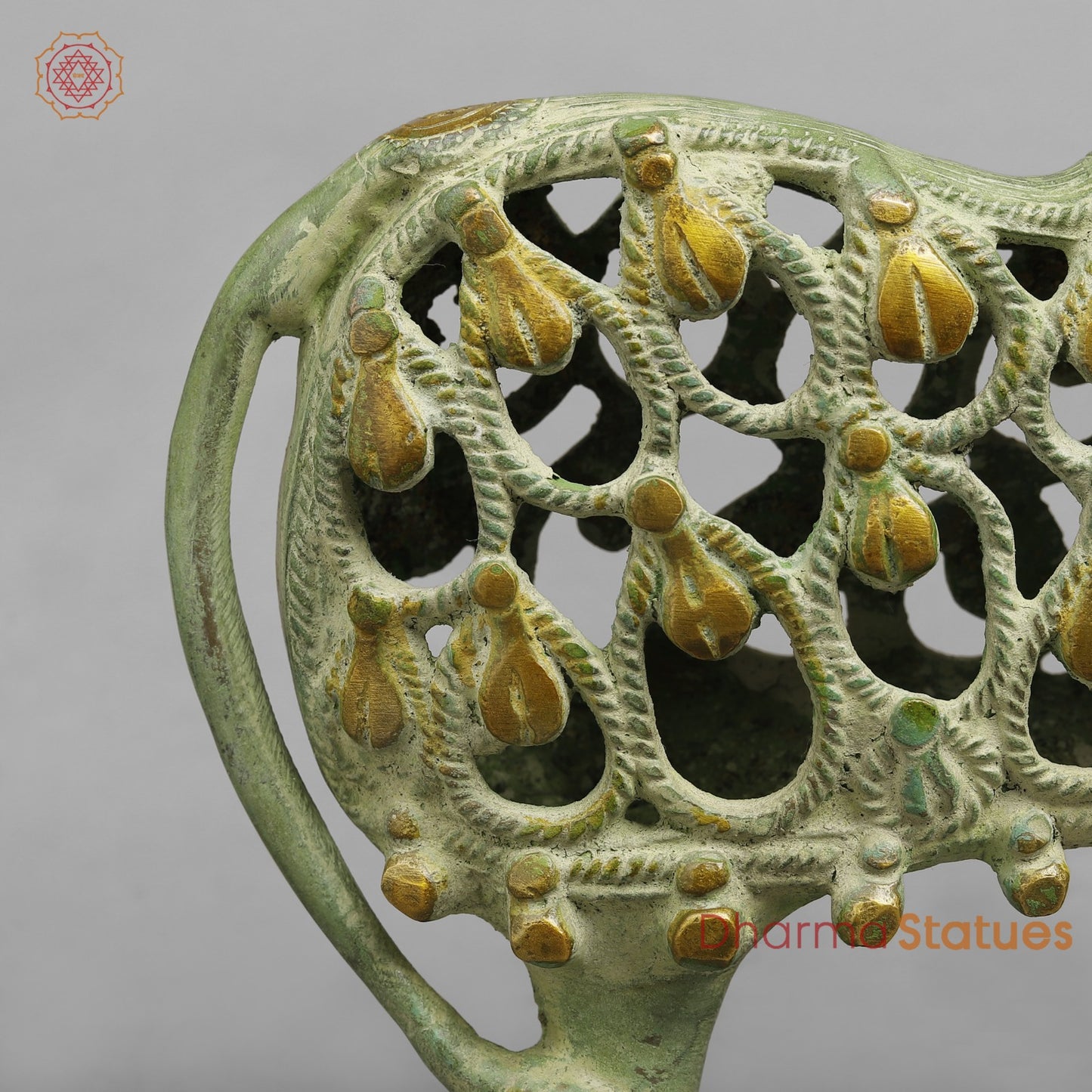 Brass Bastar Design Nandi Standing, Leaf Green Patina 8.5”