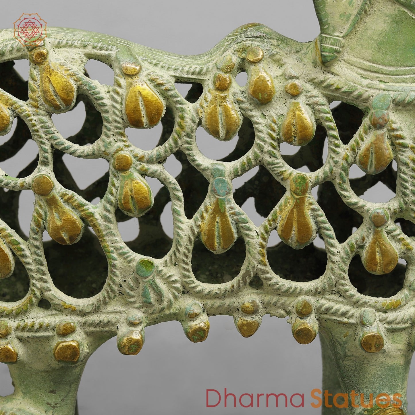 Brass Bastar Design Nandi Standing, Leaf Green Patina 8.5”