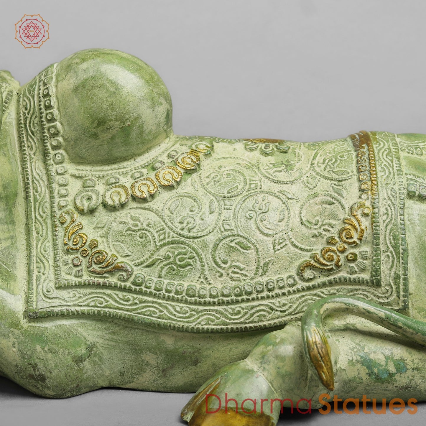 Brass Nandi Seated Fine, Leaf Green Patina 14.5”