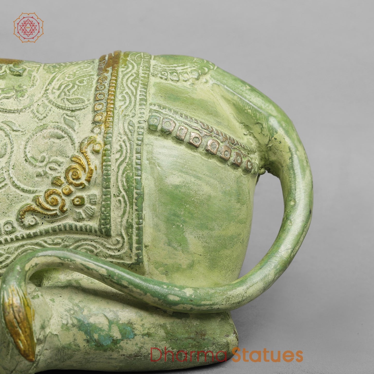 Brass Nandi Seated Fine, Leaf Green Patina 14.5”