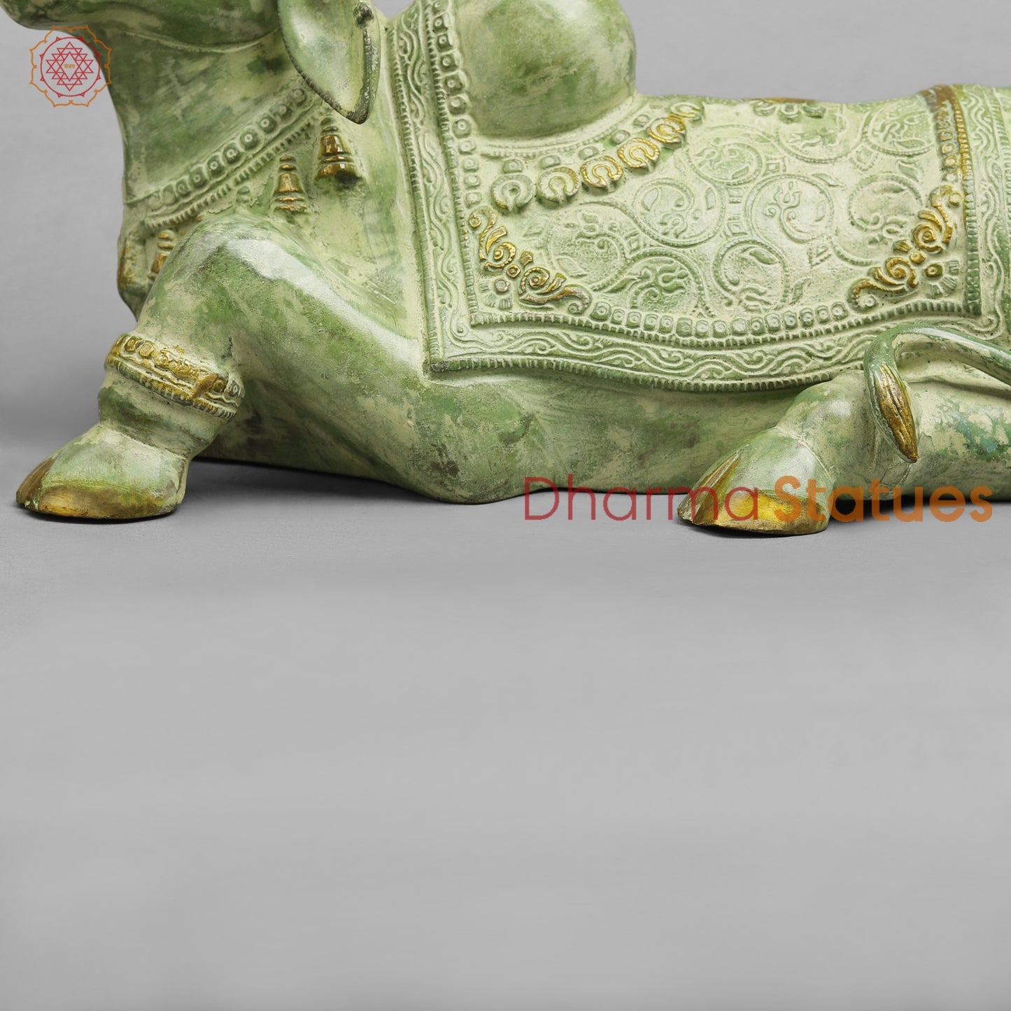 Brass Nandi Seated Fine, Leaf Green Patina 14.5”