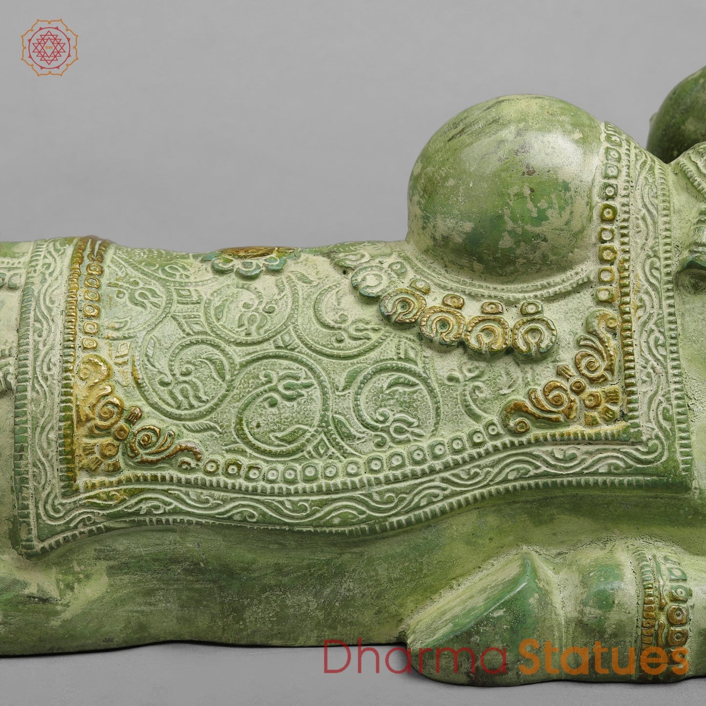 Brass Nandi Seated Fine, Leaf Green Patina 14.5”