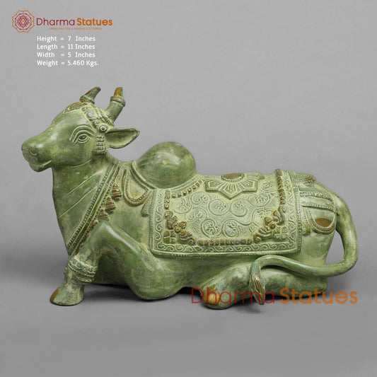 Brass Nandi Seated Fine, Leaf Green Patina 11”