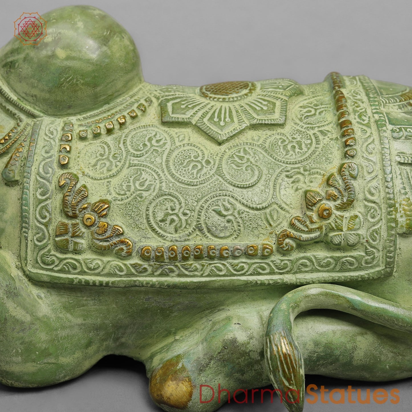 Brass Nandi Seated Fine, Leaf Green Patina 11”