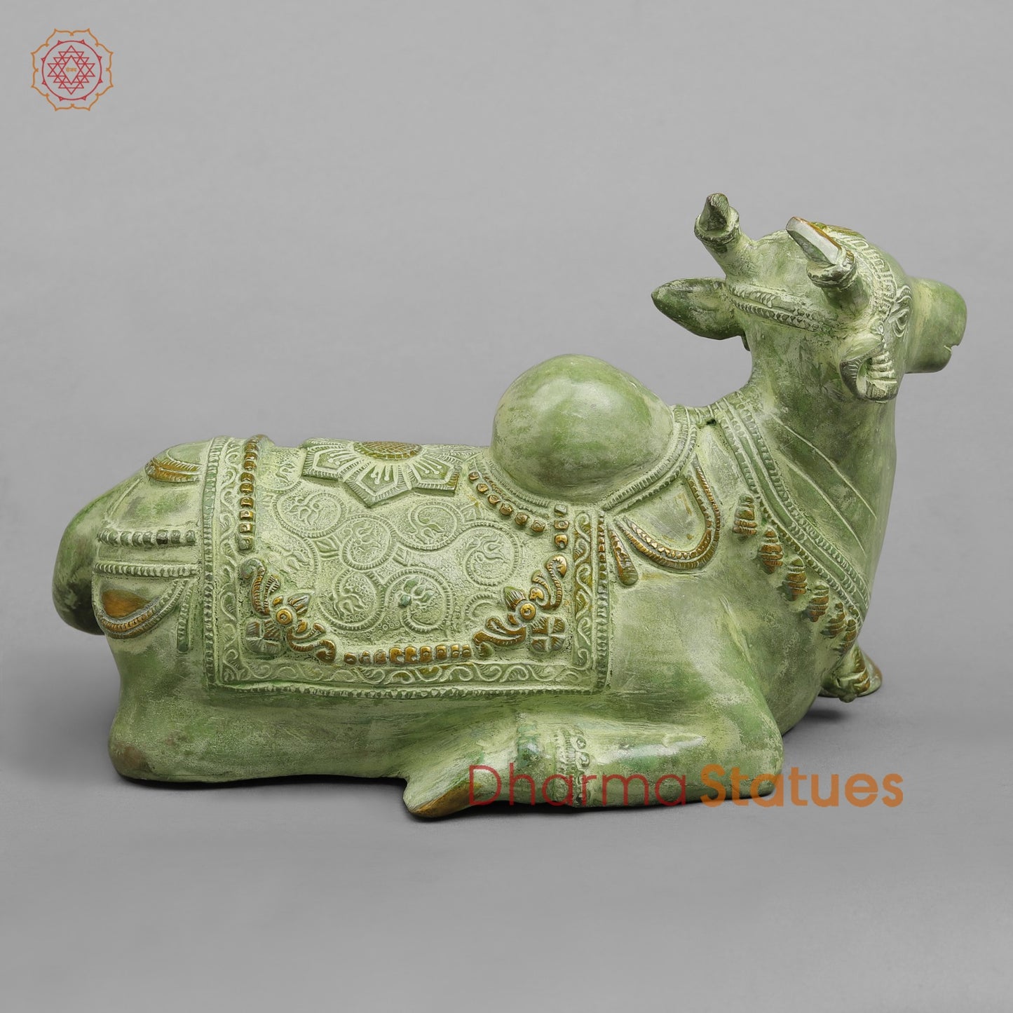 Brass Nandi Seated Fine, Leaf Green Patina 11”