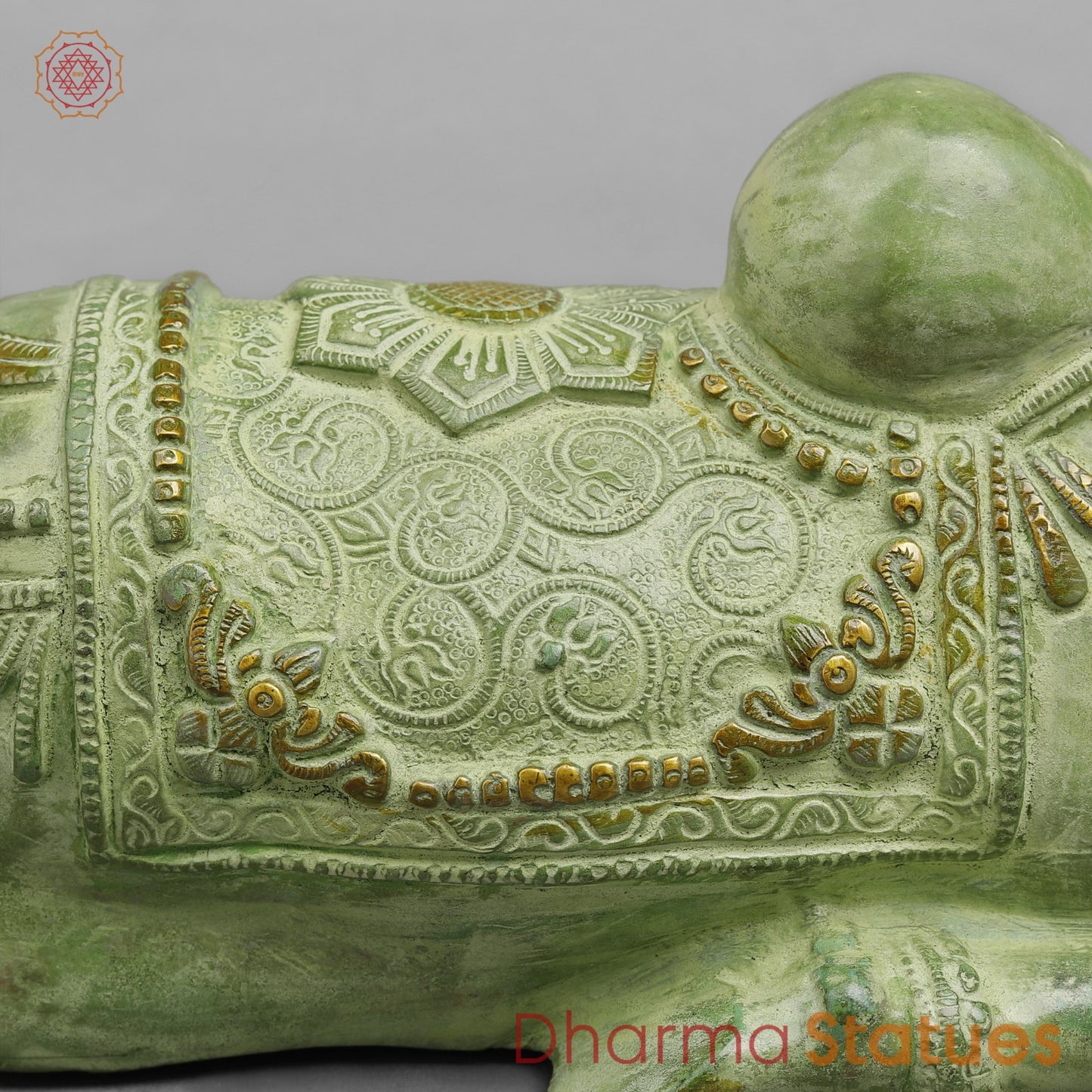 Brass Nandi Seated Fine, Leaf Green Patina 11”
