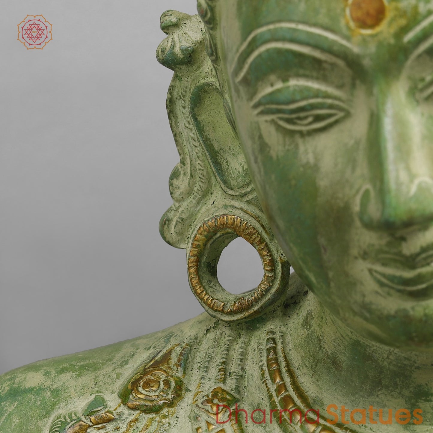 Brass Parwati Bust Fine, Lead Green Patina 12”