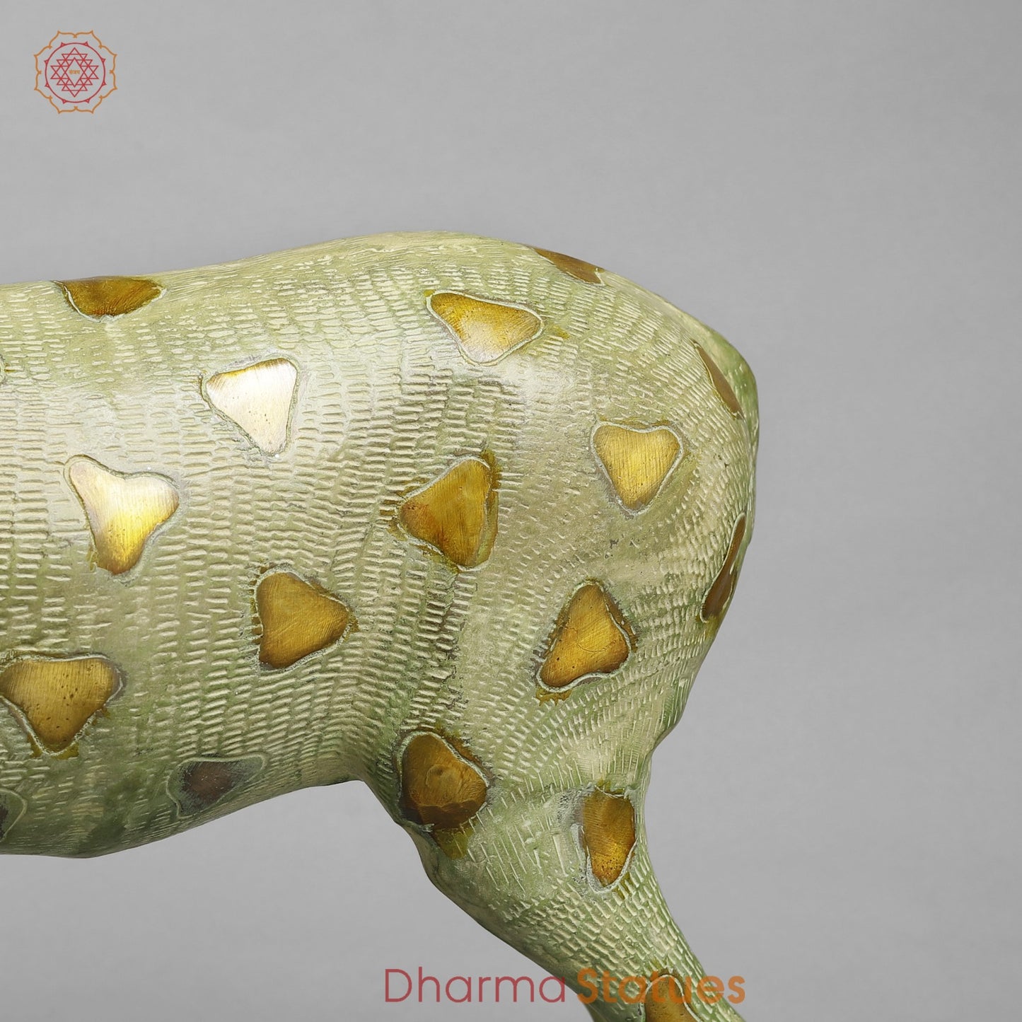 Brass Deer standing, Leaf Green Patina Finish 27”