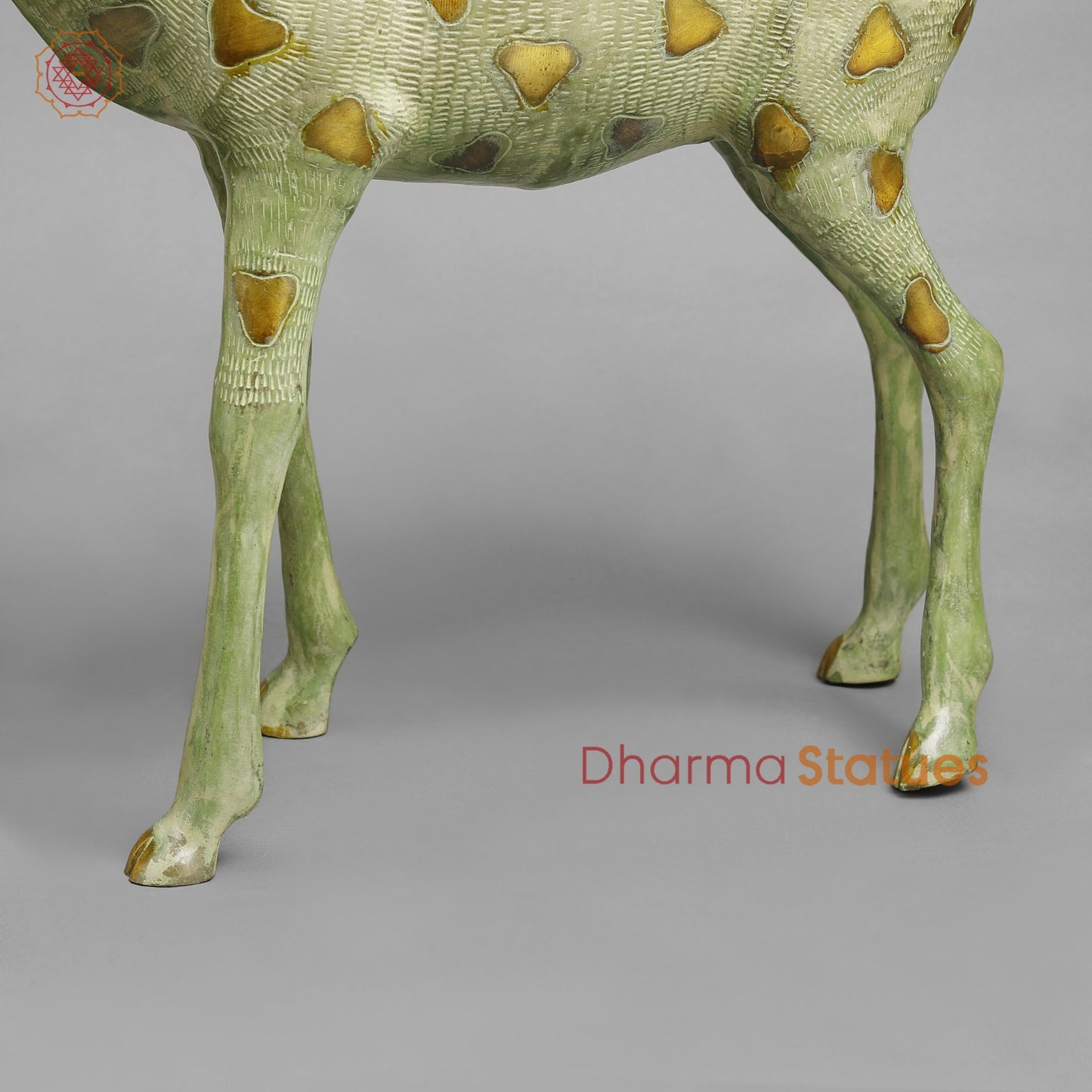 Brass Deer standing, Leaf Green Patina Finish 27”