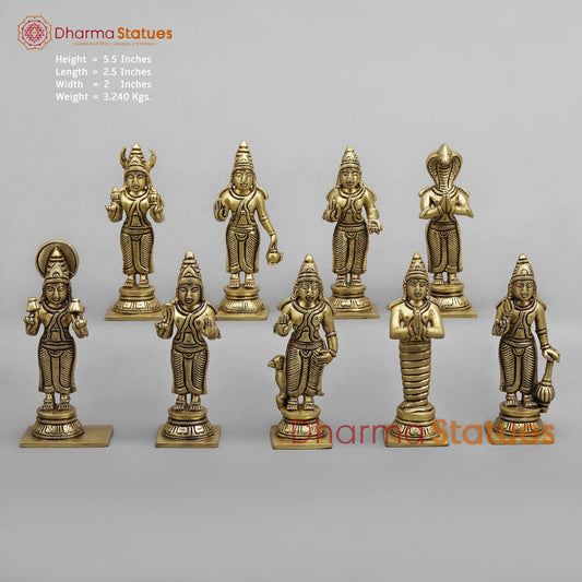 Brass Navgrah Fine, Fine Gold Finish 5.5”