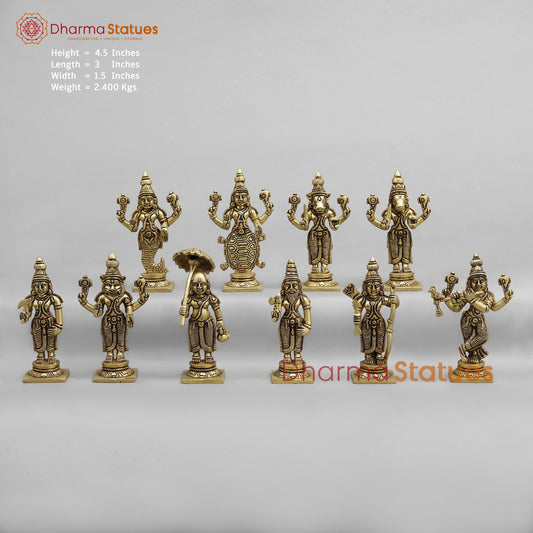 Brass Dasavtar Fine, Golden finish 4.5”