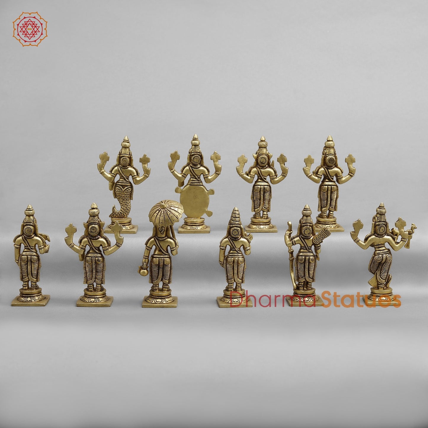 Brass Dasavtar Fine, Golden finish 4.5”