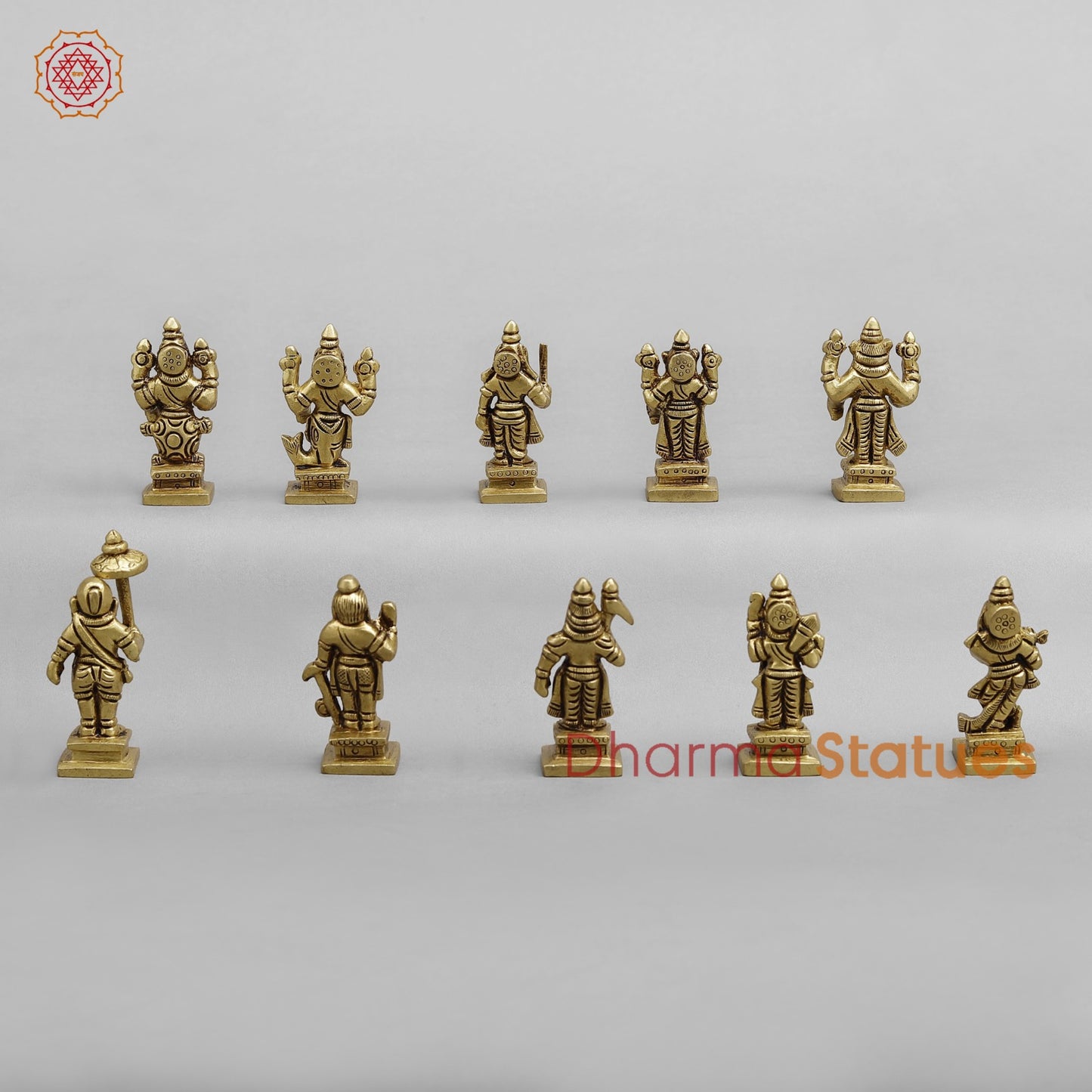 Brass Dasavtar Fine, Golden finish 3”